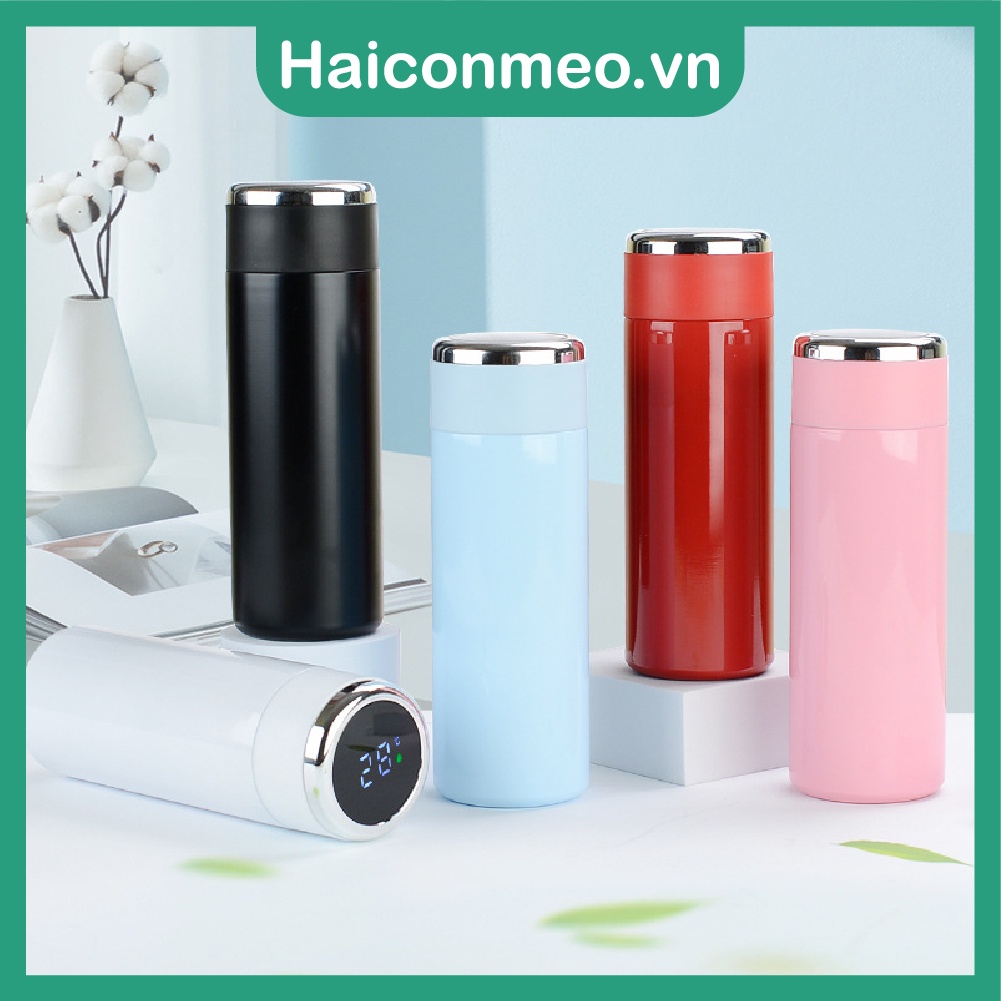 Bình giữ nhiệt lõi inox 304 màu trơn cảm ứng đèn LED hiển thị nhiệt độ, 400ml