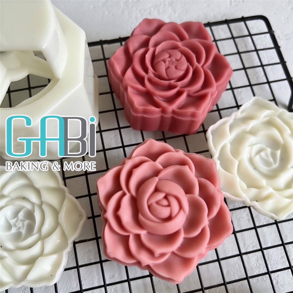 Khuôn trung thu 2 mặt hoa hồng/mẫu đơn 75-150g