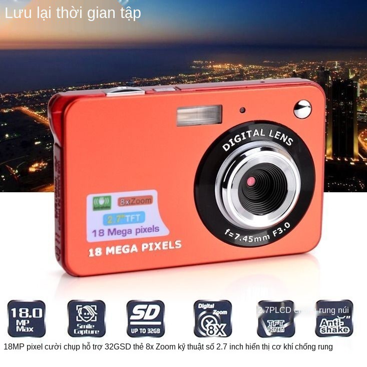 Máy ảnh kỹ thuật số siêu mỏng 18 triệu pixel trẻ em quay video thẻ du lịch gia đình với tiêu chuẩn đen macro