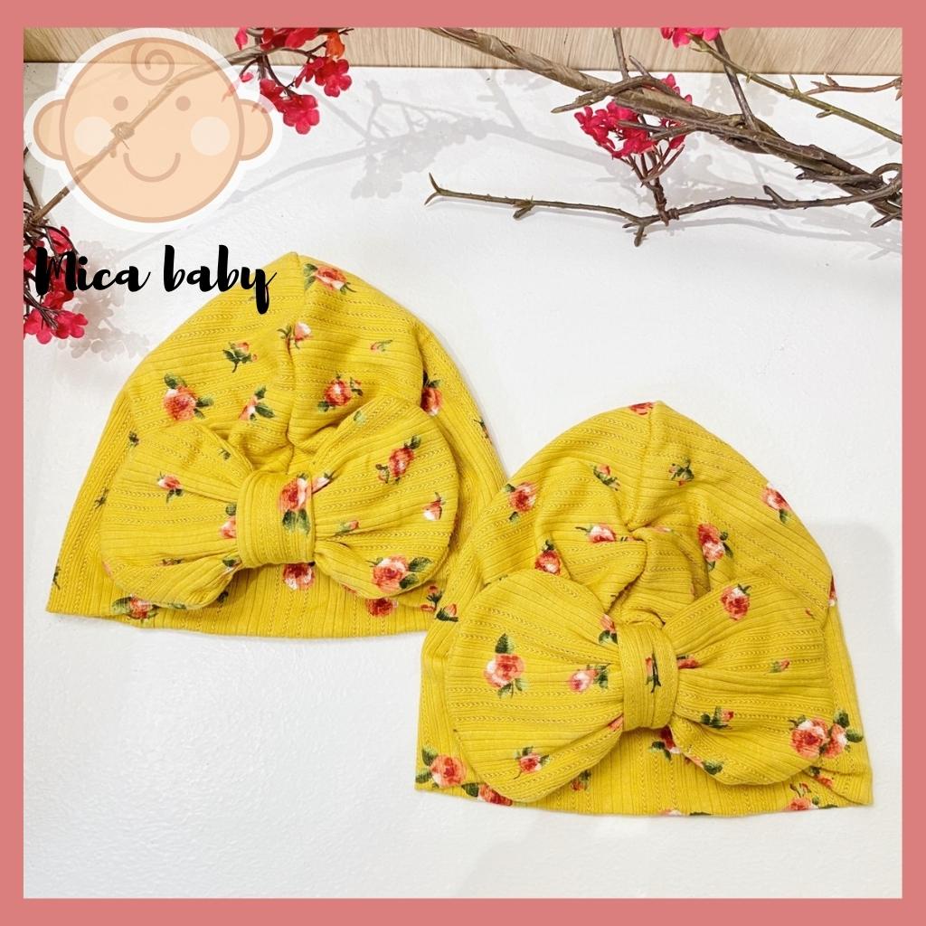 Mũ nón turban thắt nơ vàng hoa sao đỏ dễ thương cho bé Mica baby MTB81