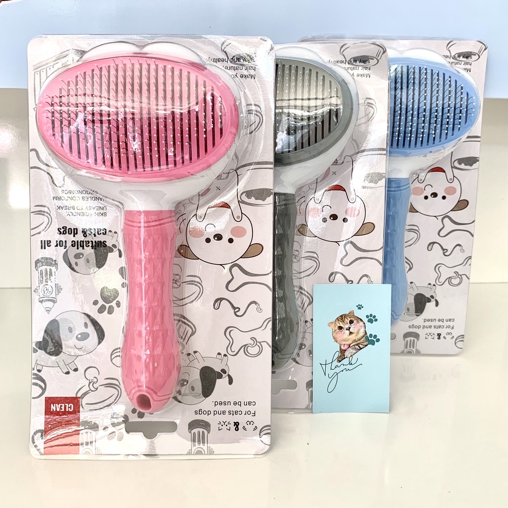 Lược chải lông mèo có nút bấm cho mèo lông dài và lông ngắn - XOIML