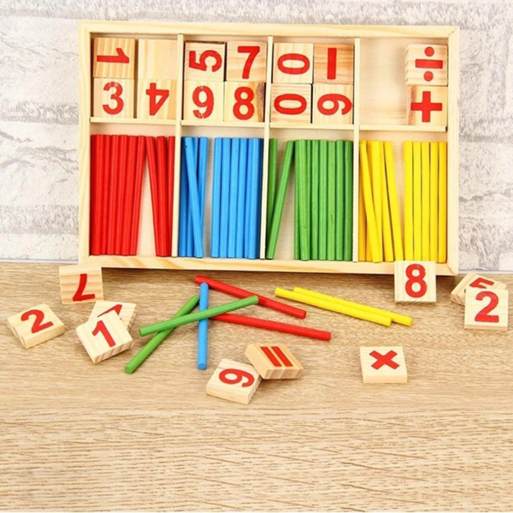 Bộ que tính học toán bằng gỗ - Bảng tính que học toán cho bé