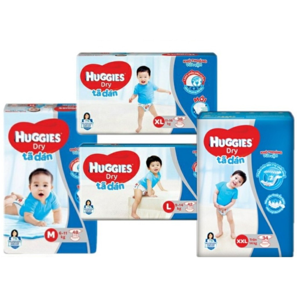 Tã dán Huggies tràm trà M48/L42/XL36/XXL33