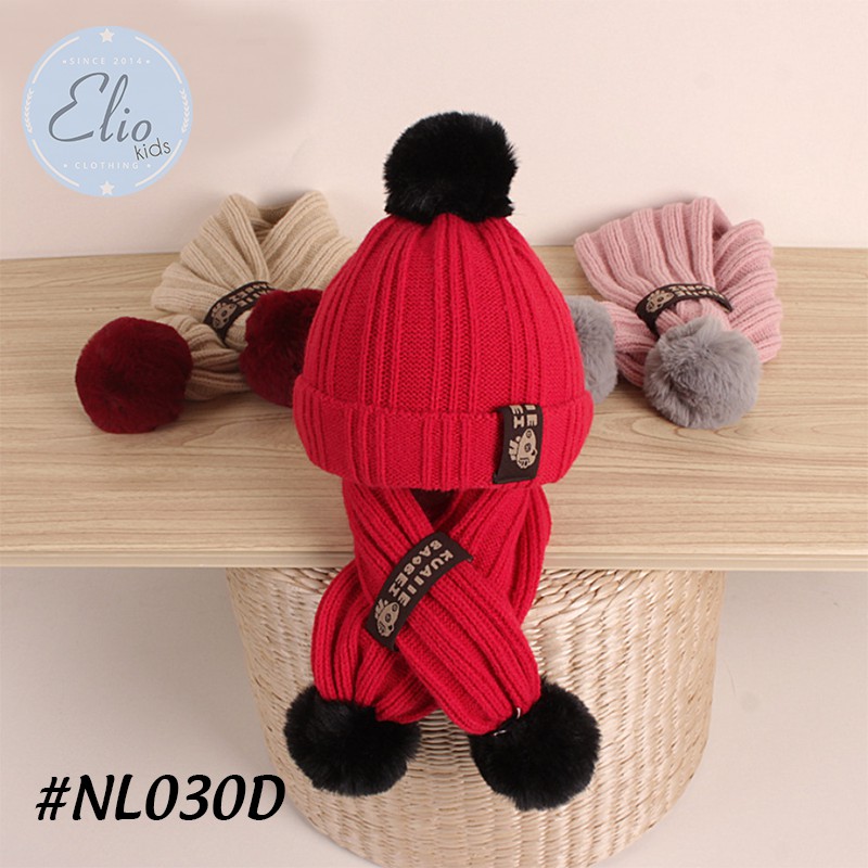Set Nón len khăn len trẻ em, mũ len trẻ em cho bé thời trang NL030