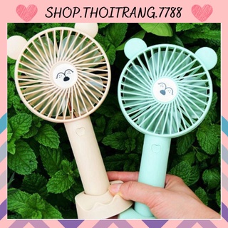 Quạt Mini Cầm Tay Tai Gấu Tích Điện 3 Chế Độ Gió Có Chân Đế Kẹp Điện Thoại Để Bàn Tiện Dụng 88110 shop thời trang 7788