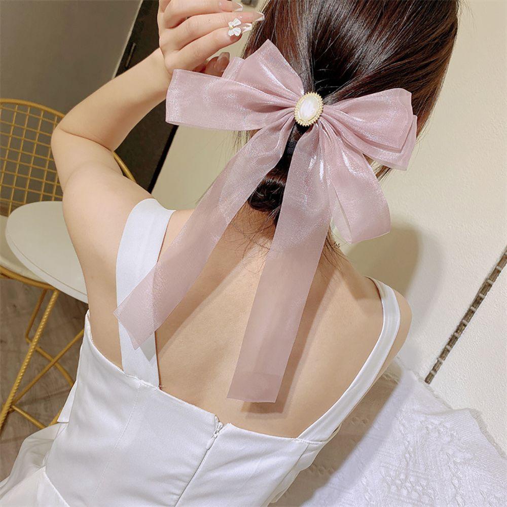 Kẹp Tóc Nơ Ruy Băng Đơn Giản Đáng Yêu Cho Nữ