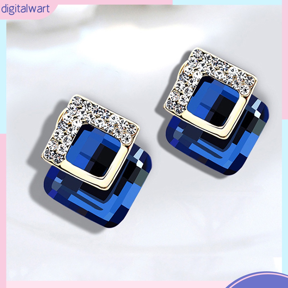 Khuyên tai hình vuông đính đá thời trang sành điệu cho nữ