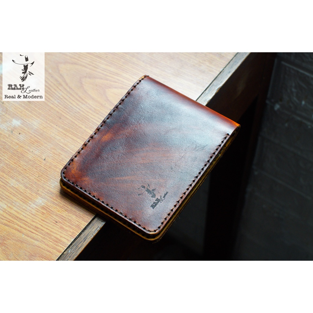 Ví Nam Da Bò Thuộc Thảo Mộc Vegtan Italia Nâu Sáng – Dáng Ngang Trơn - Ram Leather