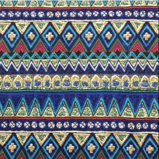 Vải bố/ vải canvas họa tiết thổ cẩm xanh