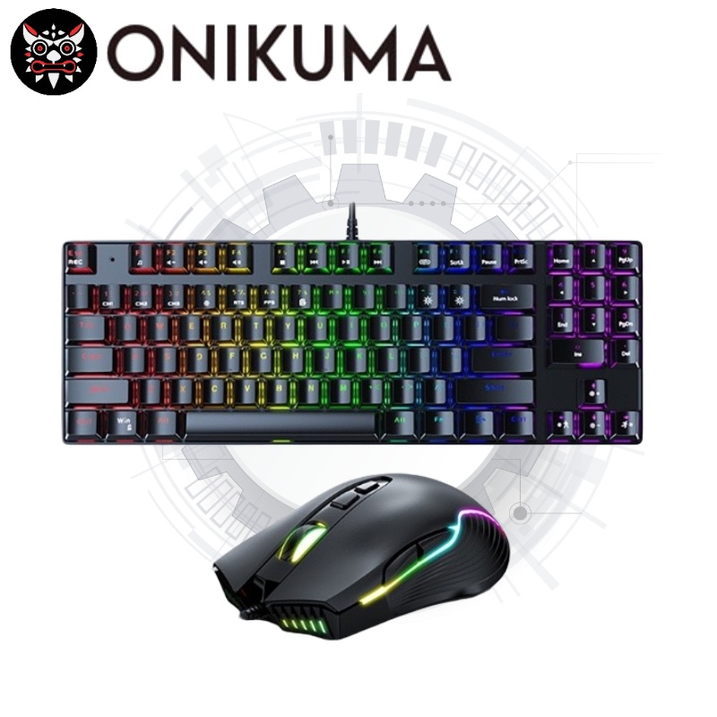 Bộ bàn phím cơ 89 phím ONIKUMA G26 có dây màu đen và chuột dành cho máy tính PC laptop