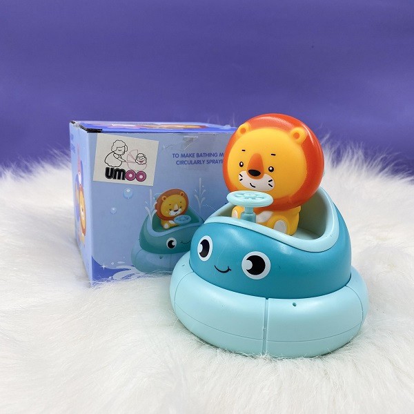 Đồ chơi cho bé tắm phi thuyền xoay CAYABE Umoo phun nước tự động hình sư tử