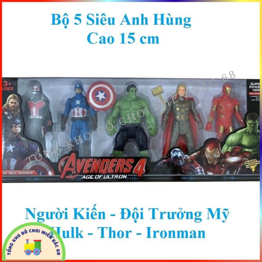 Bộ đồ chơi SIÊU ANH HÙNG Avenger Iron Man Captain Thor Hulk Ant Man có đèn sáng cử động khớp cho bé