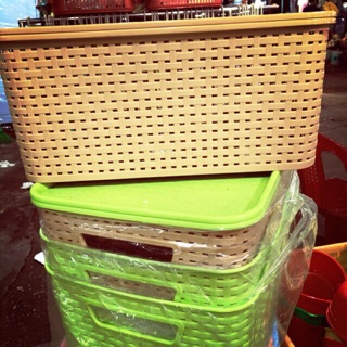 Rổ nhựa giả mây có nắp Việt nhật 3386 chuyên bán sỉ