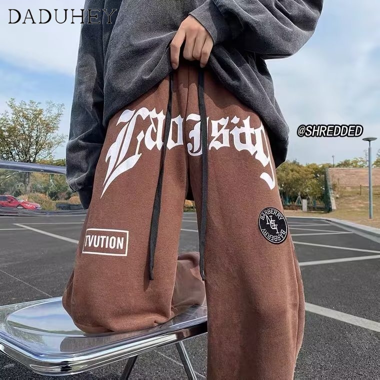 DaDuHey Men's Summer Running Oversized Track Pants European and American Fashion Brand Straight Casual Pants