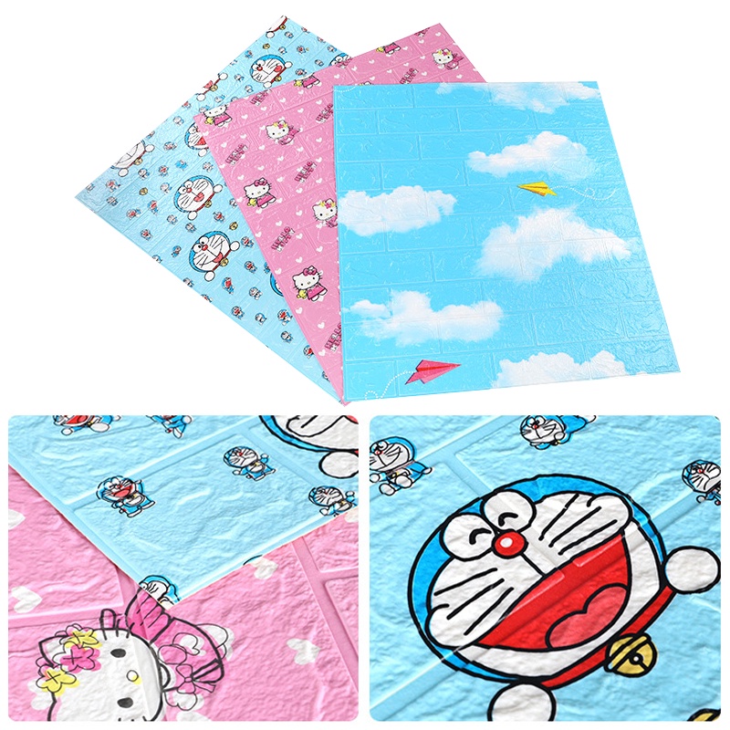 Xốp Dán Tường 3D TRẺ EM.  Doremon - Hello Kitty.