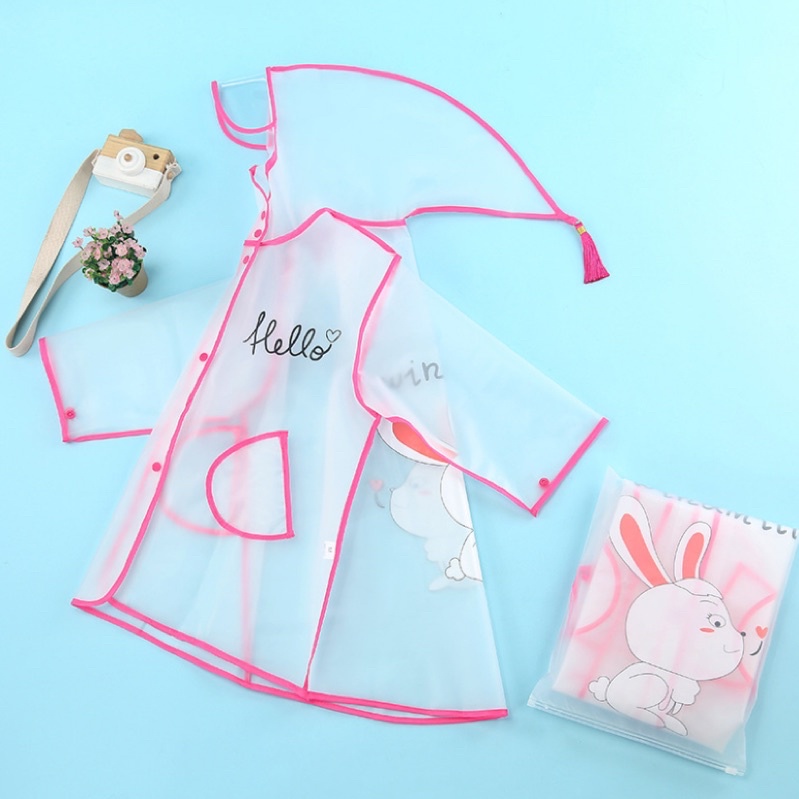 Áo Mưa Cho Bé In Hình Hoạ Tiết Hoạt Hình Dễ Thương Chất Liệu EVA Mềm Rộng Mang Cặp Cho Bé Đi Học Hàng Xuất Nhật Cao Cấp