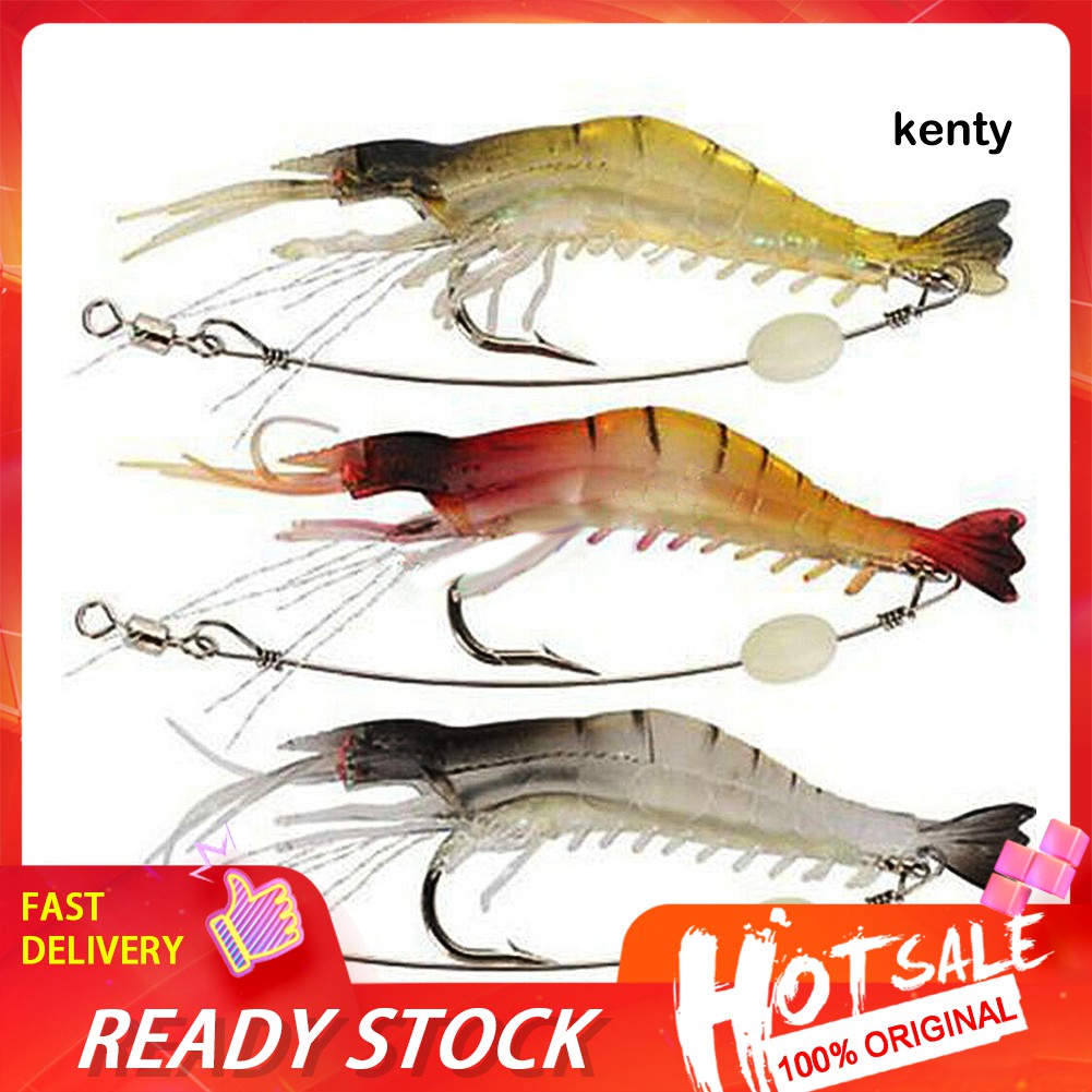 Kt☀Set 3 Mồi Giả Nhử Cá Hình Tôm 9cm 6g Bằng Nhựa Gắn Kèm Móc Câu