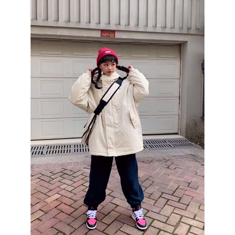 Áo khoác Parka kaki gấu panda oversize unisex nam nữ Ulzzang trần bông siêu ấm ❤️