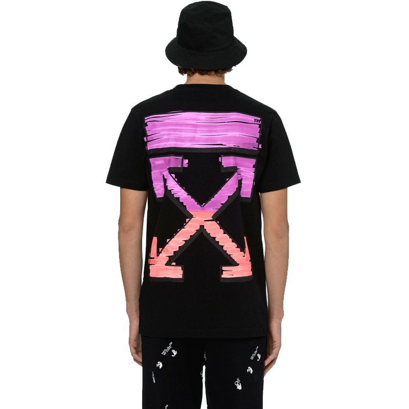 Off-white 2021 spring and summer new OW printing back X marker pink arrow short-sleeved T-shirt