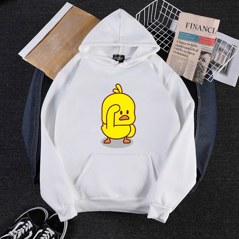 ÁO HOODIE ĐỘI NÓN CÓ TÚI IN HÌNH CHÚ VỊT NGẨN NGƠ CỰC HOT