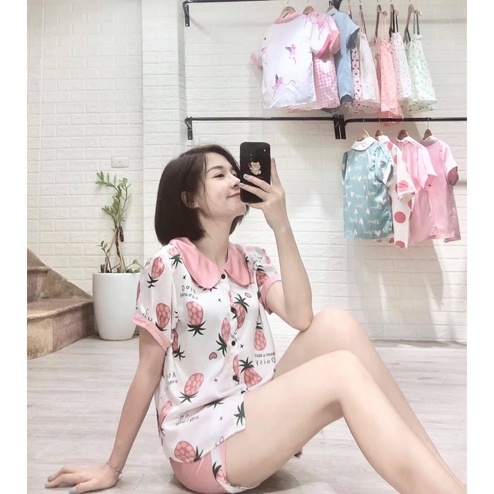 Bộ Ngủ Lụa Pijama Đùi Pizama Lụa Satin Siêu Xinh, Mềm Mịn | BigBuy360 - bigbuy360.vn