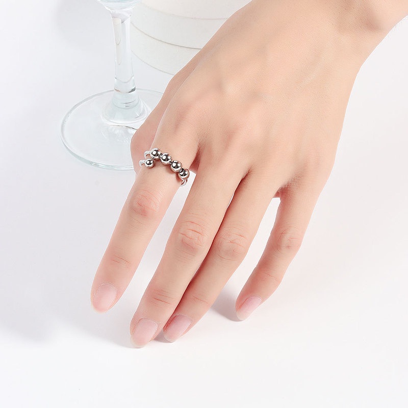 Nhẫn Hở Đính Hạt Xoay Tự Do Giảm Căng Thẳng Màu Vàng / Bạc Sang Trọng Có Thể Điều Chỉnh Thích Hợp Làm Quà Tặng Cho Cặp Đôi