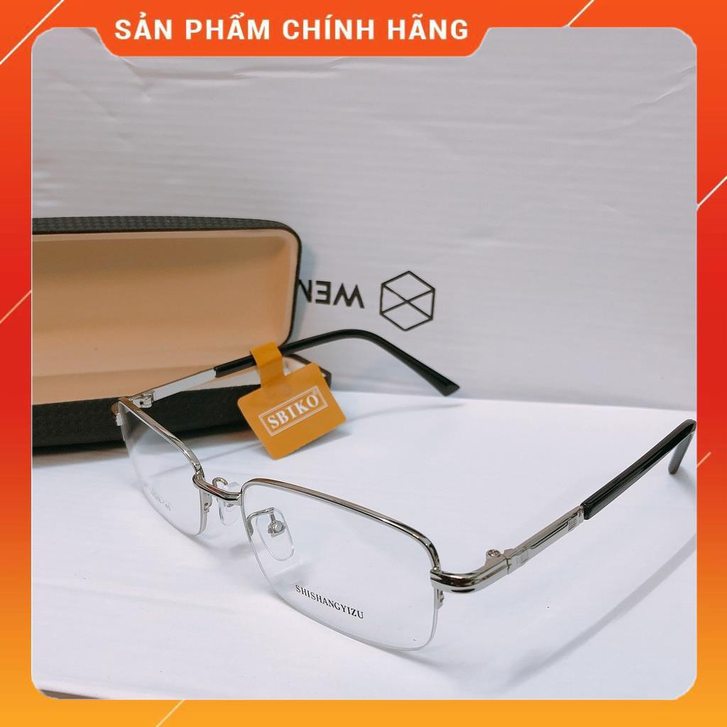 Gọng kính cận nam nữ nửa viền TITAN màu Bạc Silver mạ crom cực bền màu