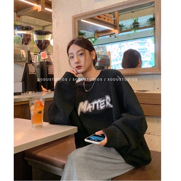 Xiaozhainv Áo Nỉ Tay Dài Cổ Tròn Dáng Rộng In Chữ Cá Tính Phong Cách Retro Thời Trang Cho Nữ | BigBuy360 - bigbuy360.vn