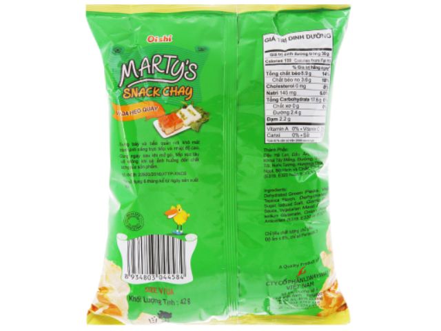 Snack Chay Marty's Oishi gói 42g vị da heo quay