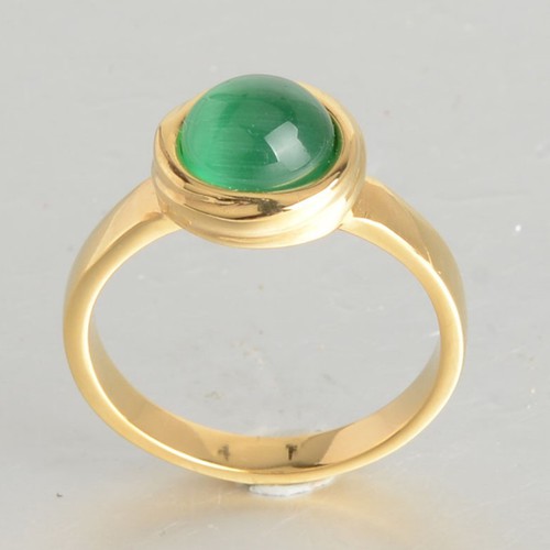 Nhẫn Mặt Tròn Đá Nhân Tạo Màu Xanh Titan Ko Đen TT 3522