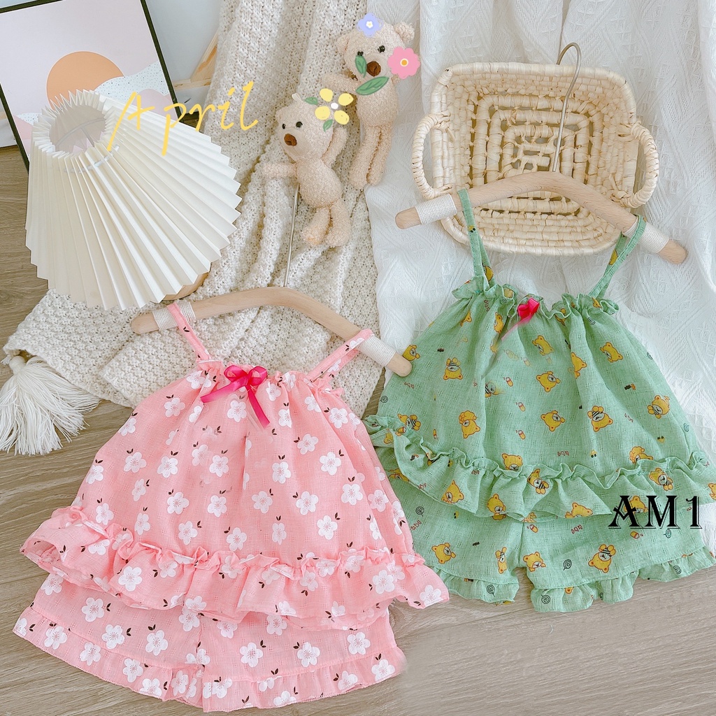 (8-20kg) Đồ bộ bé gái QATE946 - Bộ 2 dây chất đũi nhật