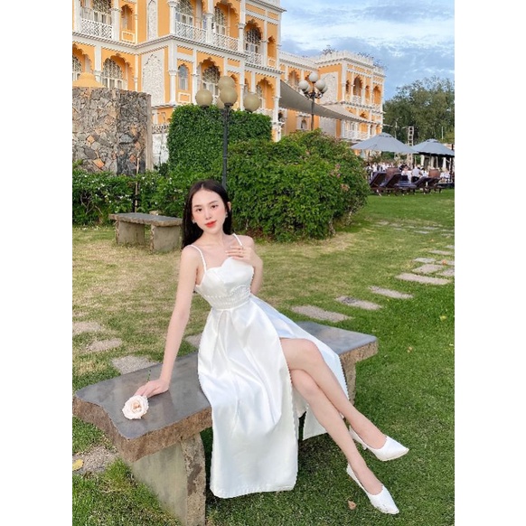 Đầm dự tiệc 2 dây xếp li eo Jolie Dress