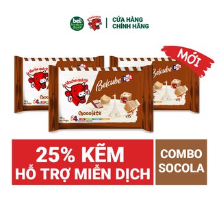 Combo 3 gói Phô Mai Vuông Belcube Vị Socola 15 viên Hỗ Trợ Hệ Miễn Dịch