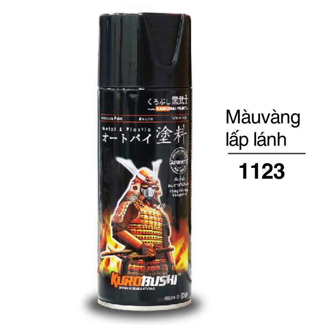 COMBO Sơn Samurai màu vàng lấp lánh 1123 gồm 4 chai đủ quy trình độ bền cao (Lót – Nền 124 - Màu 1123 - Bóng )