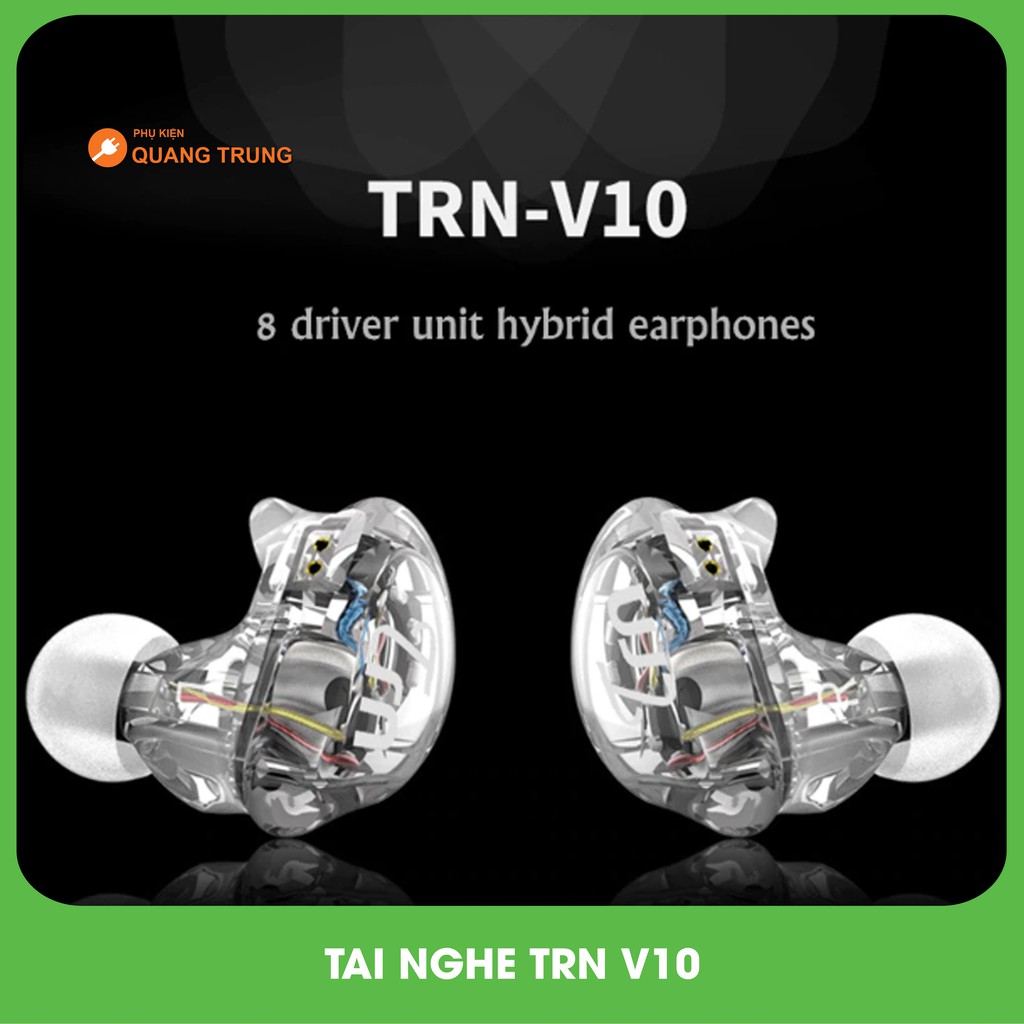 Tai nghe lai TRN V10 2DD + 2BA HiFi In Ear Tai nghe 8 Driver Sport Chạy Tai nghe với Mic Super Bass