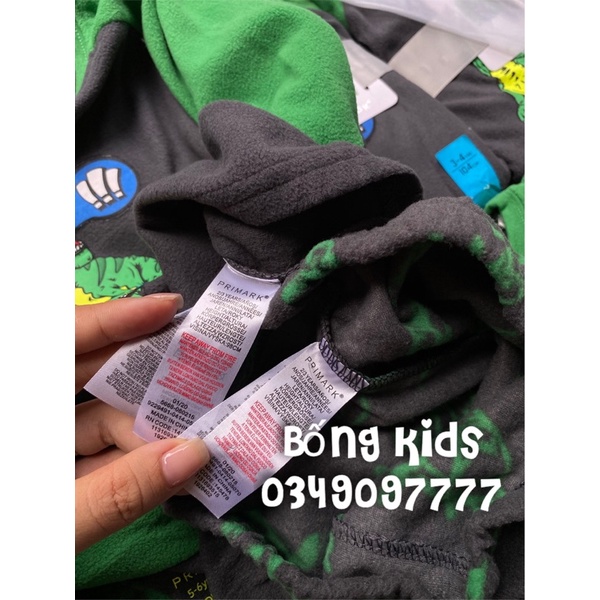 Bộ Nỉ Băng Lông Bé Trai Khủg Log Xanh Xám PR