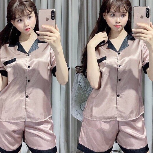 Bộ ngủ pijama lụa phi phối cổ loại đẹp