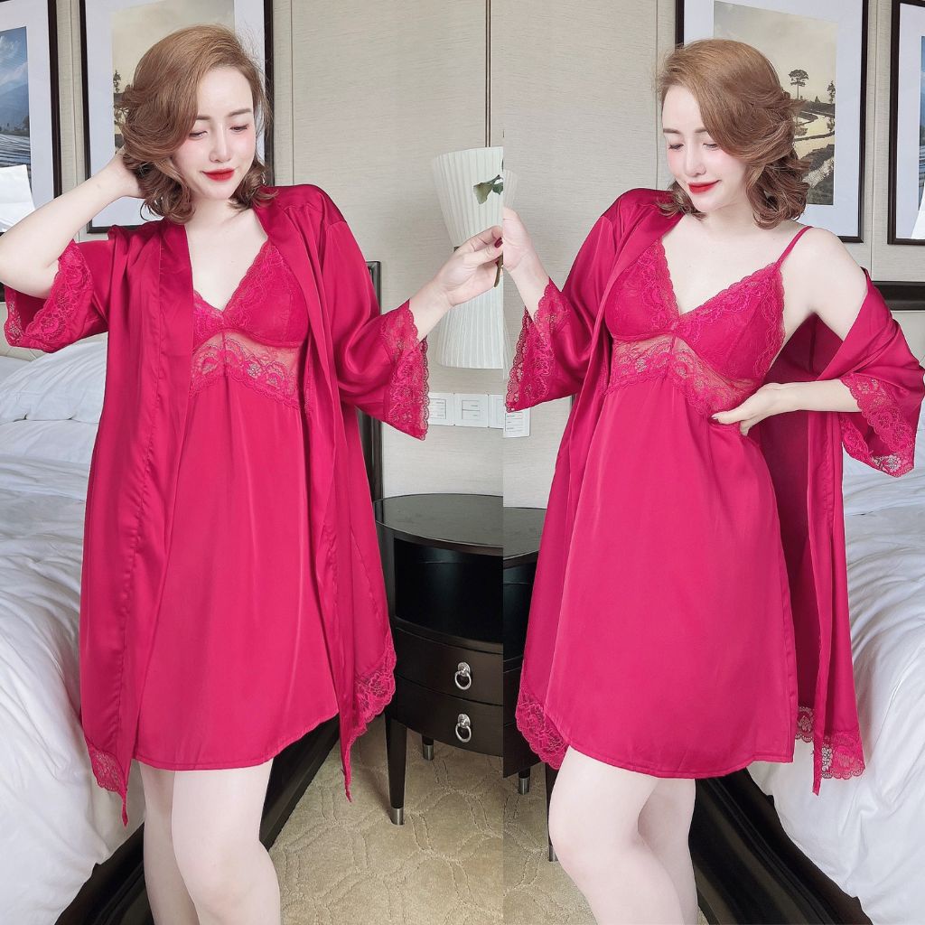 Váy ngủ áo choàng Miky, Váy ngủ sexy lụa Latin Chất Siêu Mát Dáng Siêu Xinh &lt; 60kg