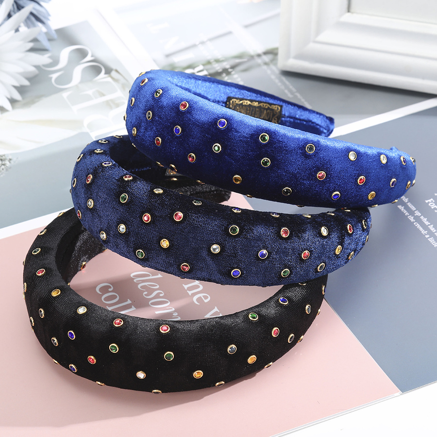 Băng Đô Cài Tóc Màu Trơn Đính Đá Lấp Lánh Phong Cách Hàn Quốc Cho Nữ