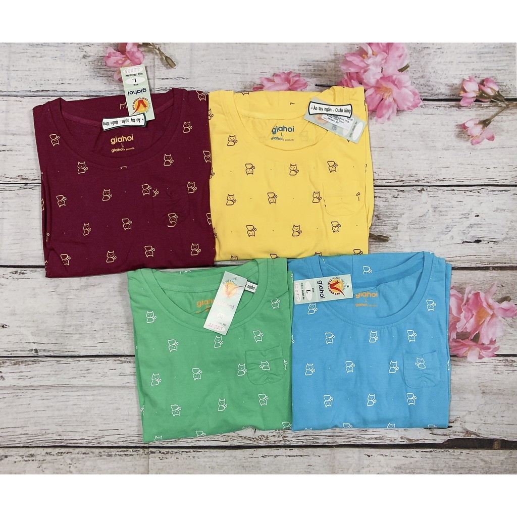 Bộ thun cotton mèo nét Gia Hồi Quần lửng, đủ màu đủ size