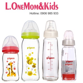 Bình sữa thủy tinh cổi rộng / cổ hẹp Pigeon Plus 160ml/240ml