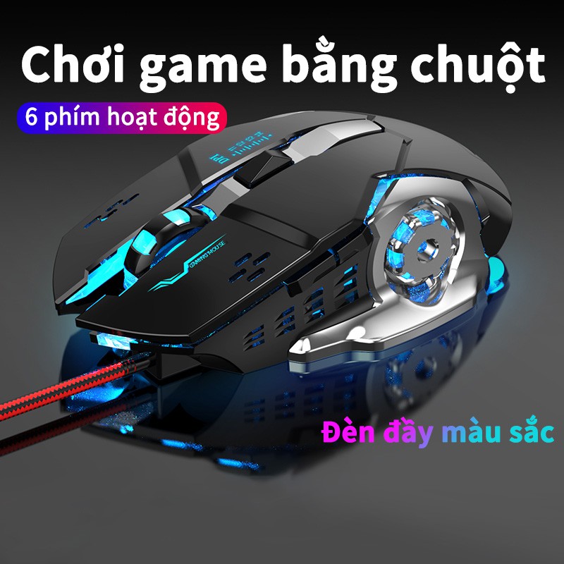 Chuột Chơi Game G10 Cảm Biến Quang Học 6 Bút Bấm Im Lặng Đèn Bốn Màu Chuyên Nghiệp