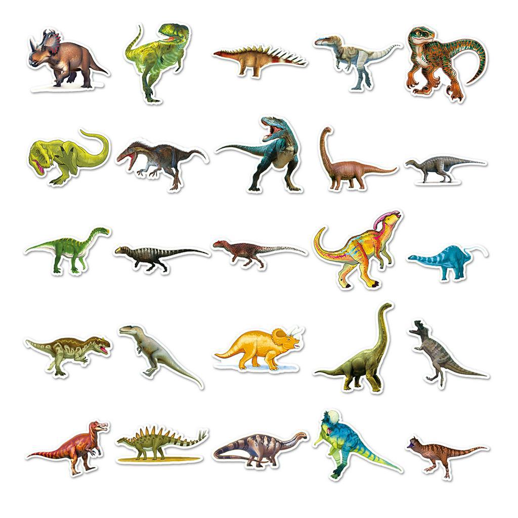 Bộ 50 Miếng Dán Chống Thấm Nước Họa Tiết Dinasour Vui Nhộn Trang Trí Xe Hơi / Nhà Cửa