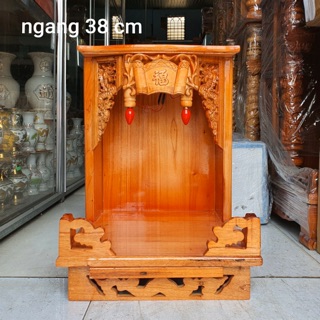 Bàn thờ thần tài ông địa gỗ xoan ngang 38 cm
