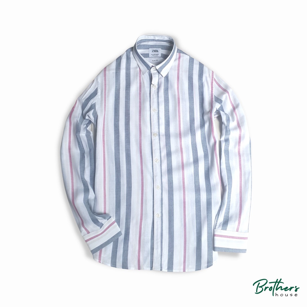 |Xịn ngon| Áo sơ mi linen Z.a.r.a kẻ sọc cực trẻ trung, thoáng mát