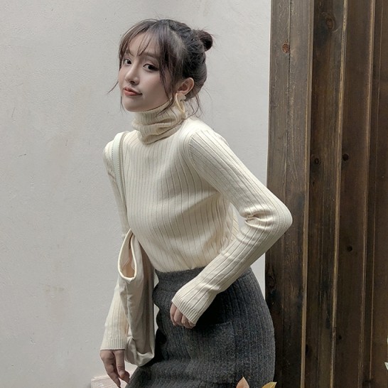 Áo Sweater Dệt Kim Tay Dài Cổ Lọ Ôm Dáng Nhiều Màu Sắc Tùy Chọn | BigBuy360 - bigbuy360.vn