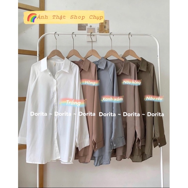 Áo sơ mi lụa Oversize, Áo sơ mi form rộng Hàn Quốc - Dorita Boutique