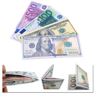 Sang trọng Unisex Nam Nữ Tiền Tệ Ghi Chú Họa Tiết Pound Dollar Euro Ví