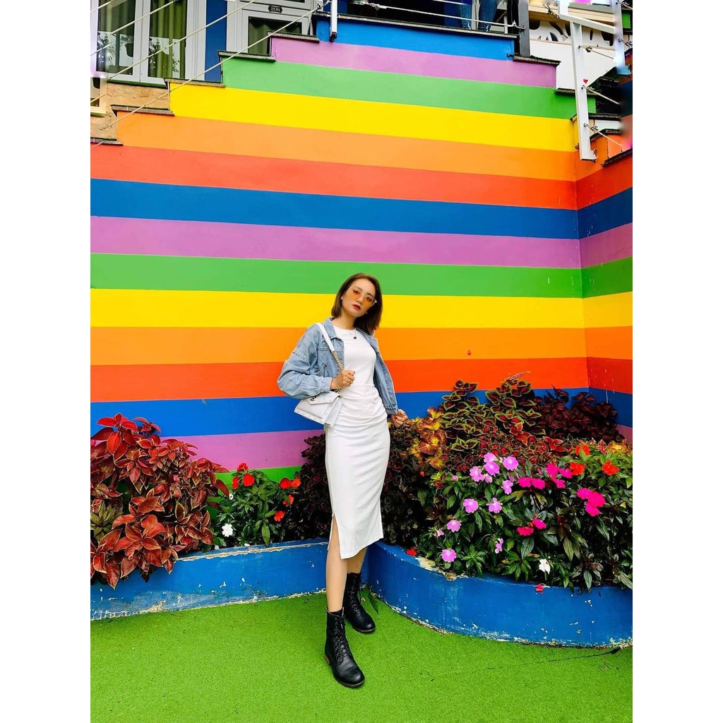 Đầm body cổ tròn tay ngắn xẻ tà 1 bên 2 màu y hình chất thun dày dặn [ VIDEO THẬT- HÌNH THẬT] | BigBuy360 - bigbuy360.vn