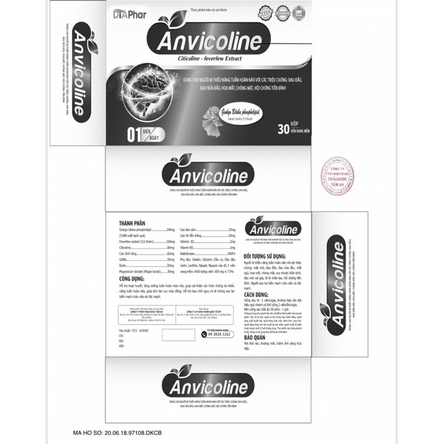 ANVICOLINE  - Hỗ trợ hoạt huyết, tăng cường tuần hoàn máu não.